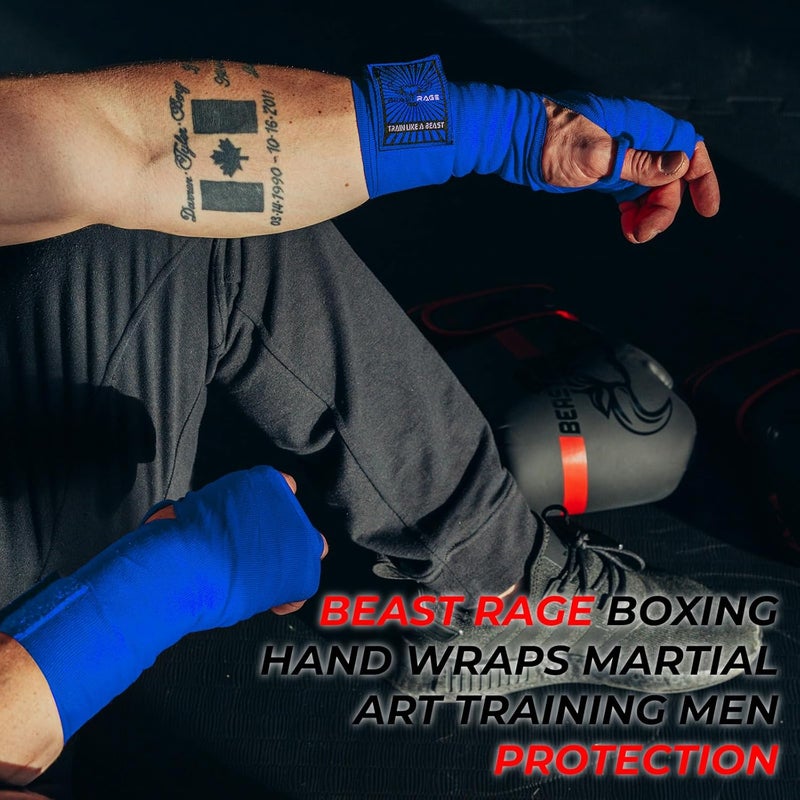 BEAST RAGE Boxing Hand Wraps for MMA Kickboxing Wrist Wraps Professional Adult 180" Semi-Elastic Martial Arts Inner Gloves Heavy Bag Handwraps Muay Thai Thumb Straps - Image 2